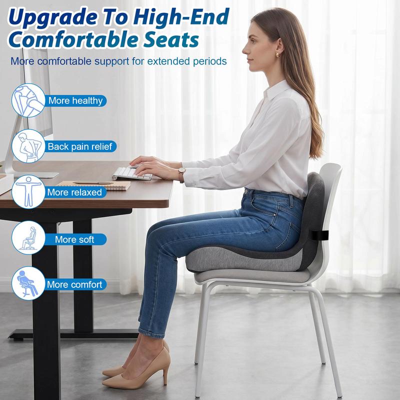 Seat Cushion for Office Chair Ergonomic Memory Foam Seat Cushion with Back Support for Stress Relief Lumbar Support Car Office