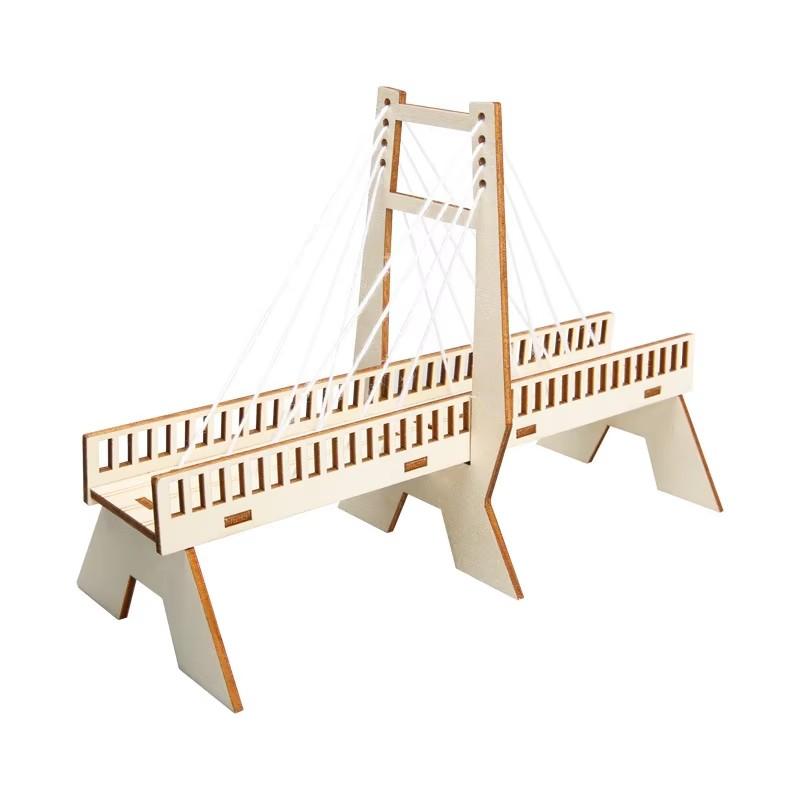 Wooden DIY Cable-Stayed Bridge Physical Model Puzzle Mechanics Physics STEAM Science Kit Educational Toy for Kids Students Gifts