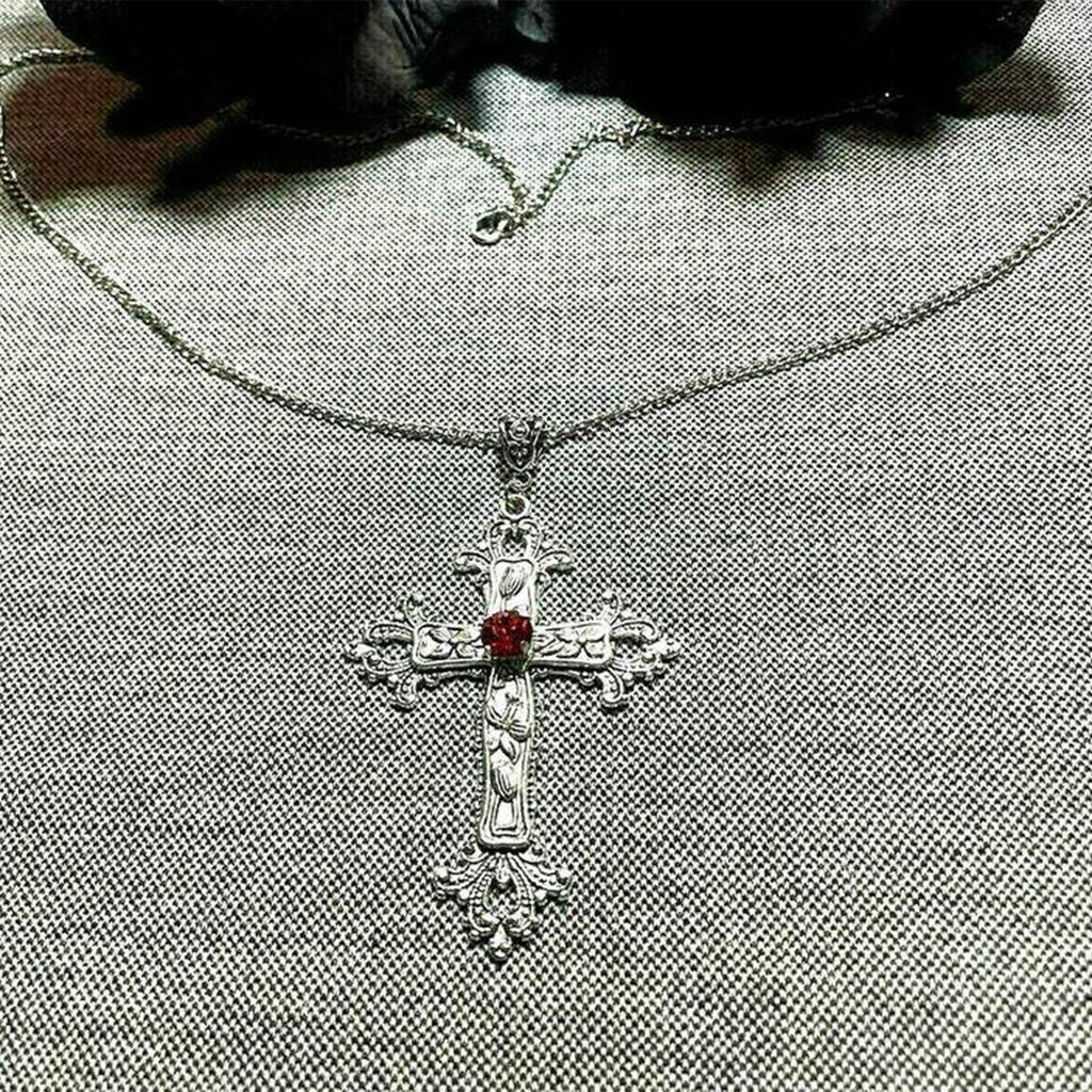 Vintage Cross Pendant Necklace for Women Men Chain Goth Choker Grunge Jewelry Accessories Gothic Male Female Necklaces
