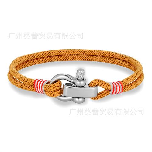 Stainless Steel Adjustable Mini Horseshoe Buckle Men'S Captain Rope Bracelet Couple Anchor
