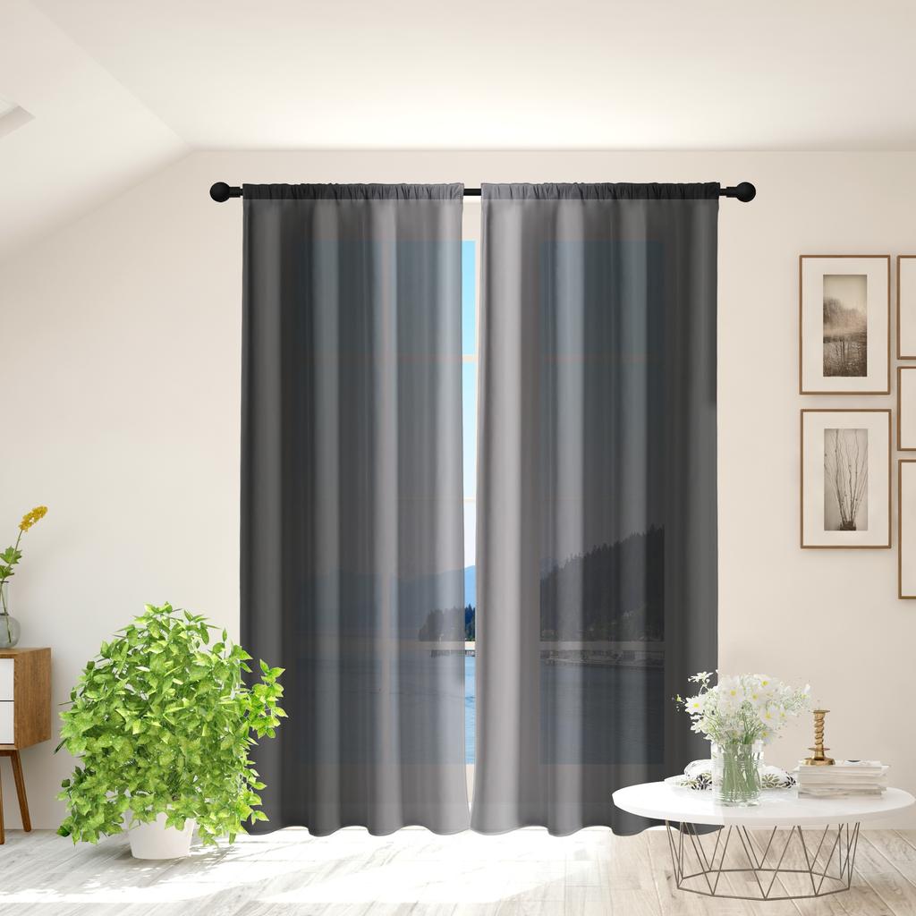 2pcs Gradient Color Simple Style Rod Pocket Curtain, Window Treatment For Living Room Bedroom Dorm Room Decor Home Decor