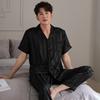 Men's pajamas, ice silk summer thin short-sleeved trousers set, young men's summer large-size loose loungewear set