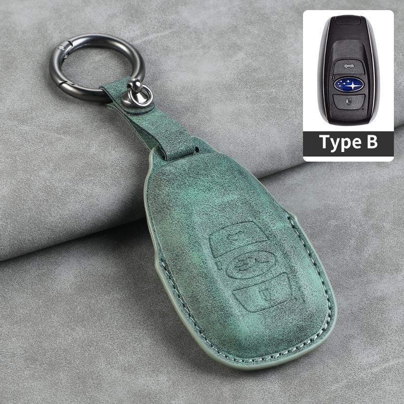 Leather Car Remote Key Case Cover for Subaru BRZ Forester Legacy Outback WRX STI Impreza XV Crosstrek Protector Fob Keychain