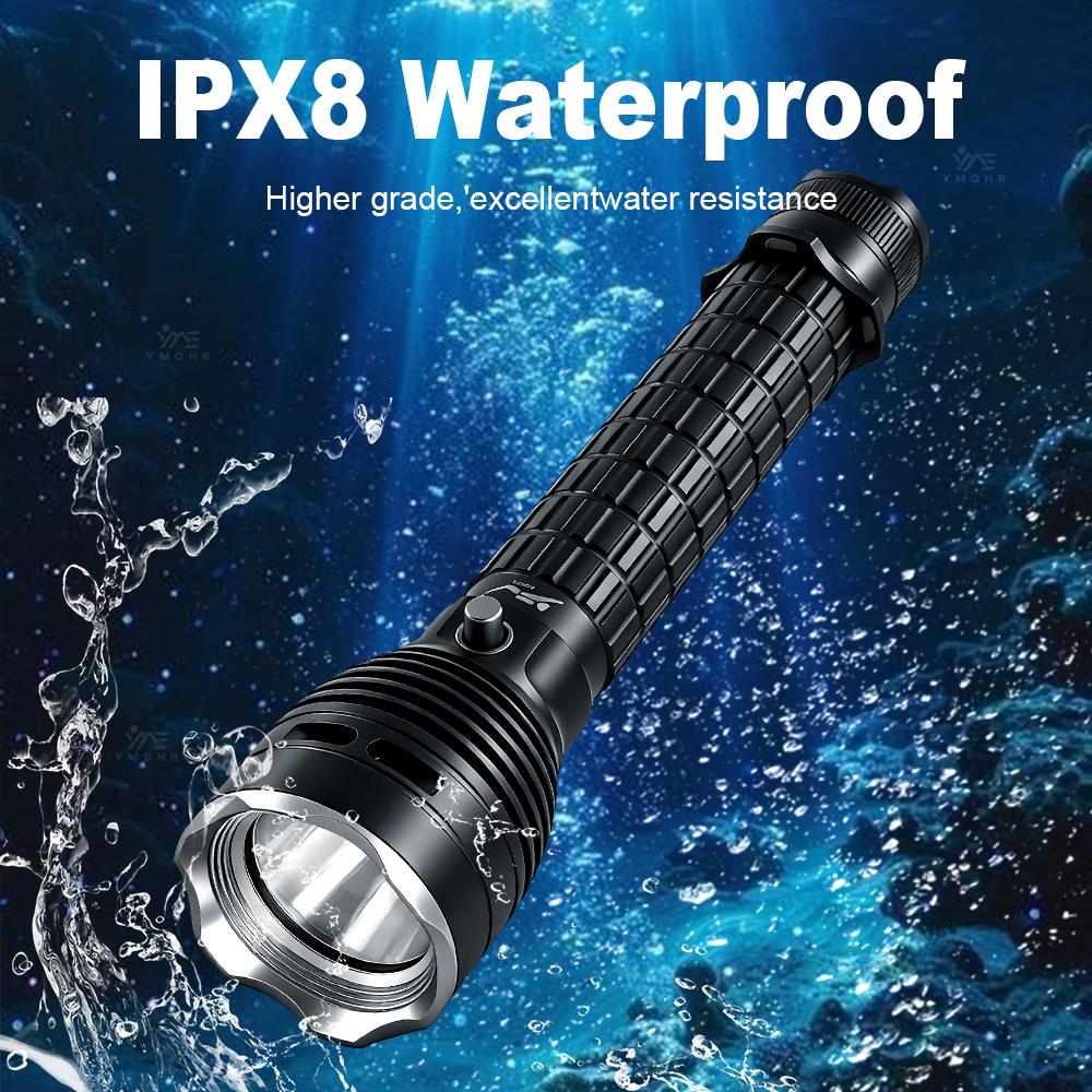 XHP70 Professional 50M Diving Flashlight IPX8 Waterproof Underwater Torch Magnetic Switch Dive Torch for Scuba Diving Emergency