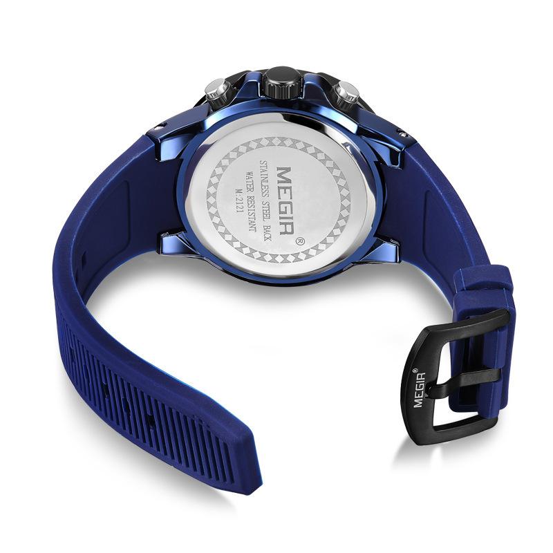 Watch Men'S, Fashion Trend Multifunctional Timing Silicone Sports Watch 2121