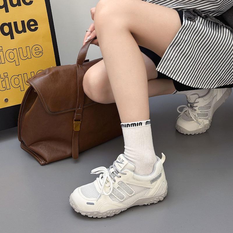 Mesh Breathable Leather German Training Shoes Women's New Versatile Casual Soft Sole Long Standing Not Tired Feet Sports Shoes Thin