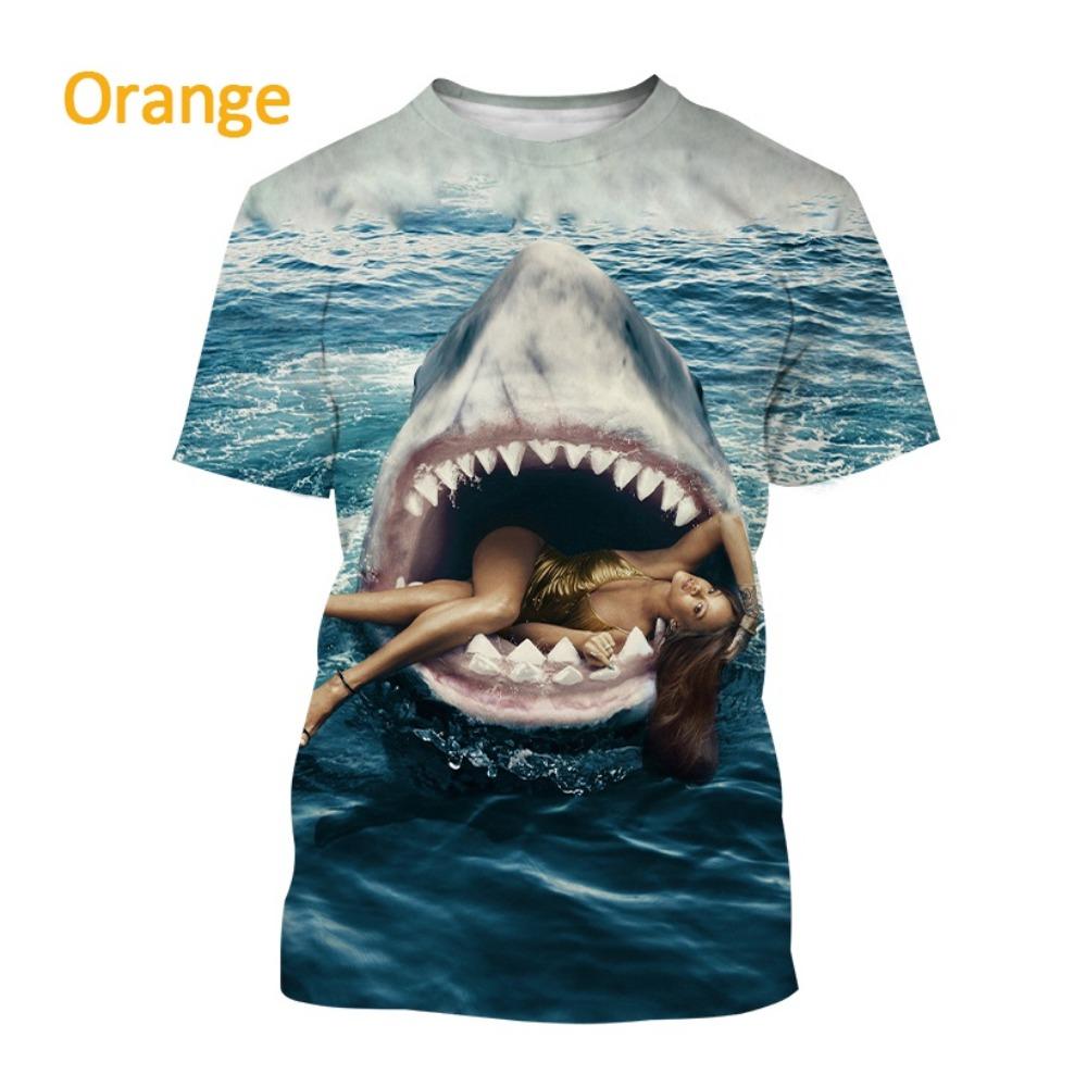 Trendy New Animal Big Shark 3D Printing T-shirt Retro Men's Summer Casual Fashion Men's T-shirt Top
