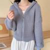 New High-necked Warm Retro Thick Needle Lapel Knitted Sweater Lazy Loose Temperament Zipper Sweater Jacket Women