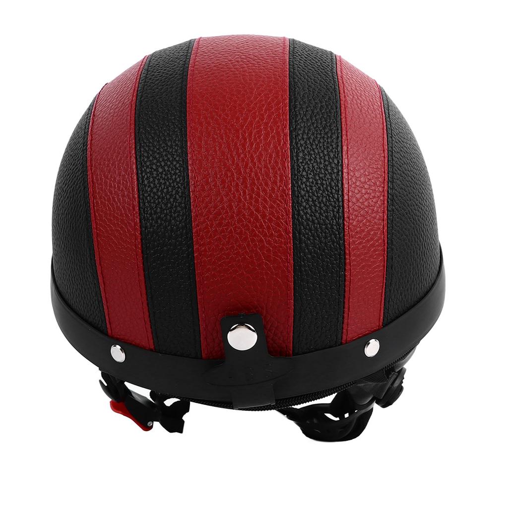 Half Helmet Breathable Sun Blocking Retro Safe PU Leather Motorcycle Helmet for Men Women