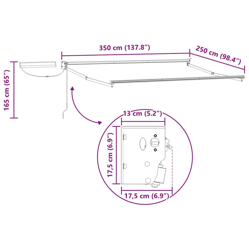 Electric Retractable Awning In Gray Orange and White 3.5 X 2.5 M