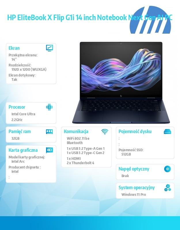 Notebook EliteBook X Flip G1i U7 258V 512GB/32GB/W11P/14 B9ZX8ET