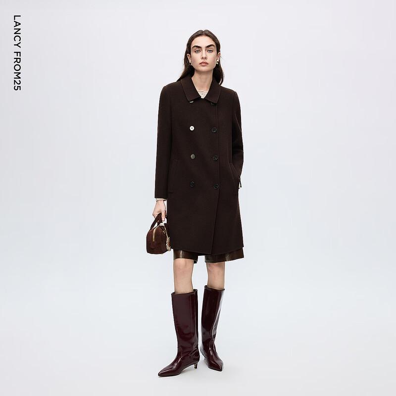 LANCY Women's 100% Wool Lapel Oversized Coat