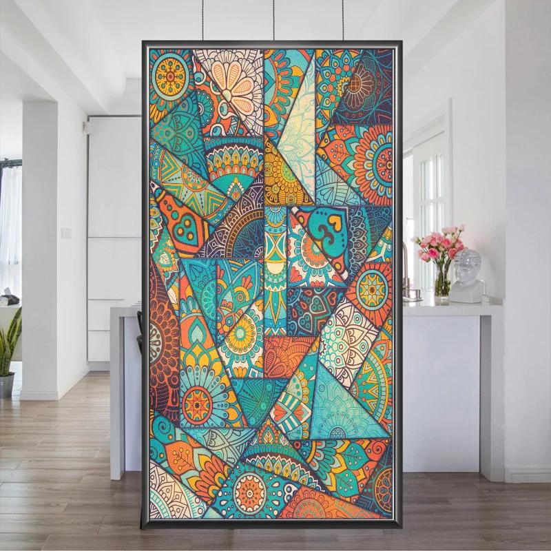 Static Cling Church Window Film Privacy Glue-Free Glass Sticker Sun Protection Heat Control Window Tint for Homedecor 40x60cm