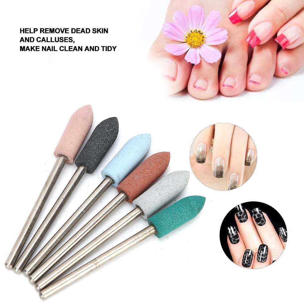 6pcs Nail Art Grinding Head Dead Skin Removal Nail Drill Bits Sanding Polishing Head Set#12