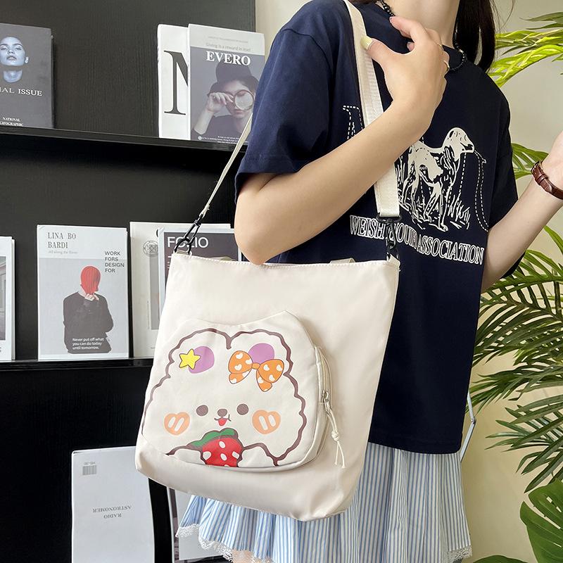

Women s bag, tote bag, new shoulder bag, fashionable and sweet messenger bag, nylon cloth large-capacity tutoring bag. белый