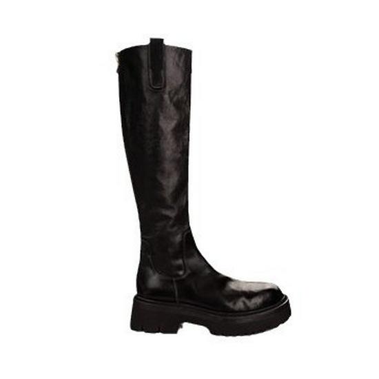 Introducing: Quick-Delivery Mom-Style Grape Boots – Wrinkled Horsehide, Round Toe, Thick Sole, Chunky Heel, Slimming Mid-Calf Knight Boots for Women.