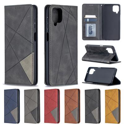 Suitable for Samsung S21 Mobile Phone Leather Case A02S Prismatic Splicing Magnetic Card Holder Protective Case A72 Leather Case