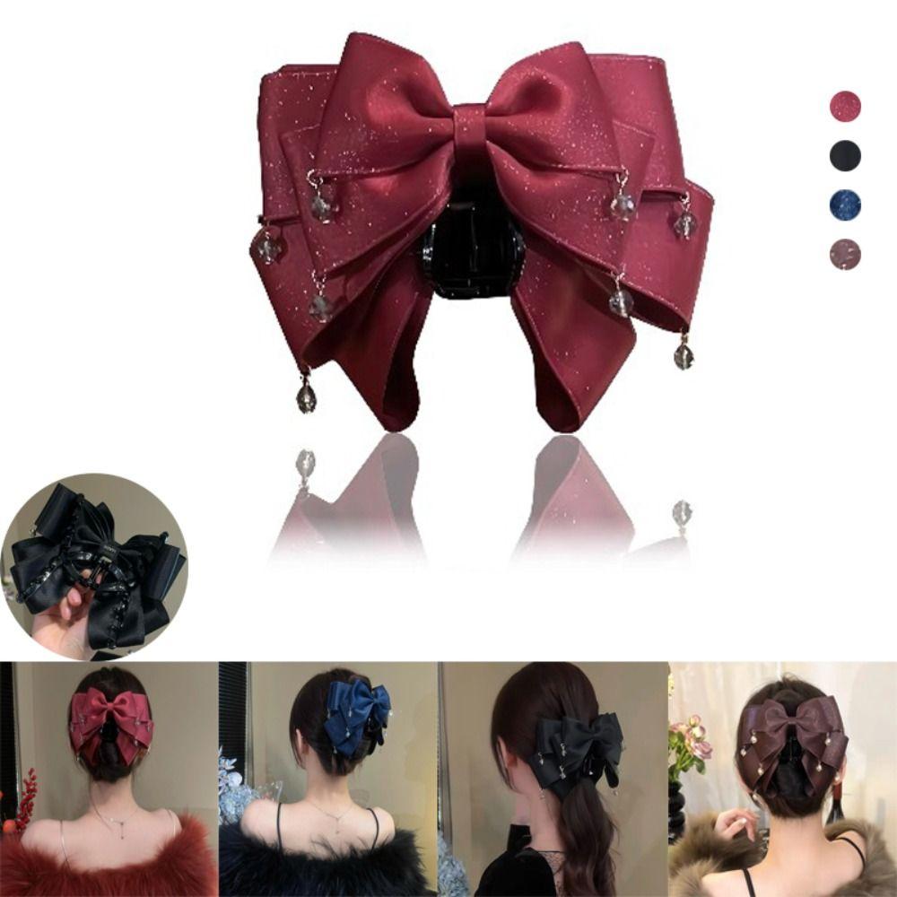 Sparkling Diamond Hair Clip Butterfly Knot Bow Clip Elegant Shark Clip For Girls Women