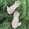 1 Set Hand-woven Hook Rubber Sole Bottom Anti-kick Hollow Line DIY Butterfly Summer Girls Sandals DIY Shoes Crocheted Material