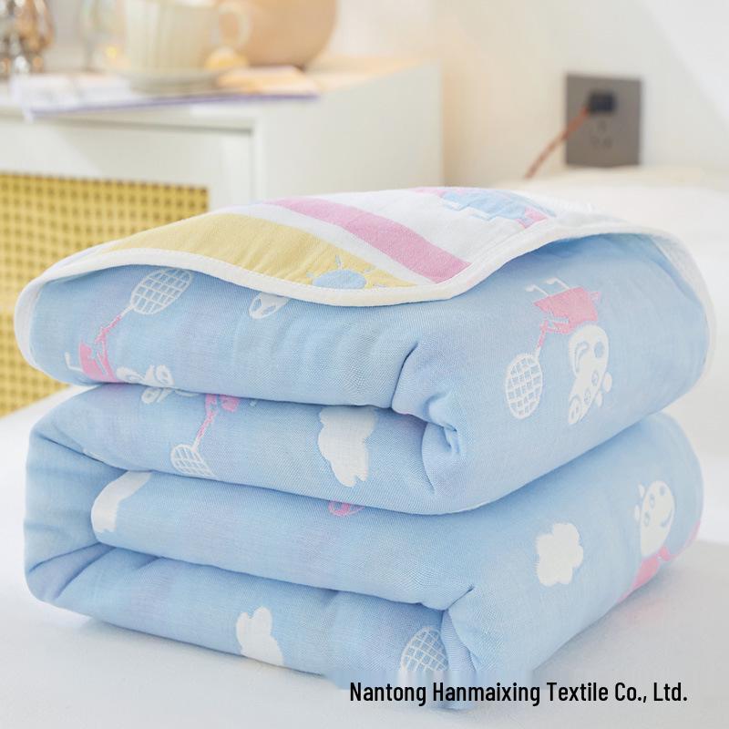 Pure Cotton 6-Layer Gauze Summer Quilt for Children - Thin, Breathable Baby Blanket