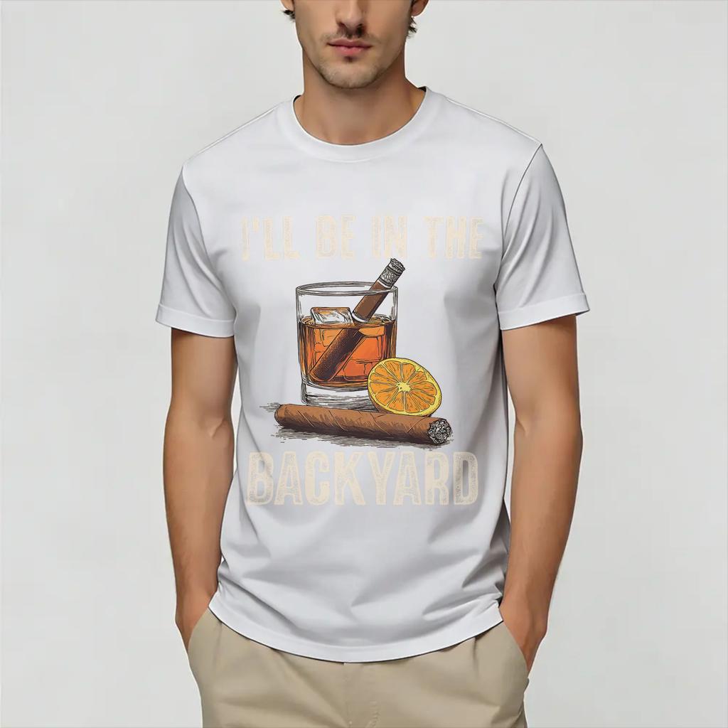 Vintage T Shirt Summer Be In The Backyard Funny Leisure T Shirts 100 Cotton Tee Shirt Y2K Basic Printed Short Sleeve Clothing