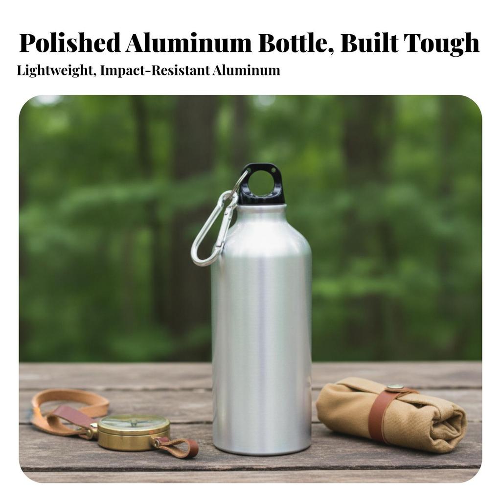 Aluminum Water Bottle with Carabiner Spill-Resistant for Hiking, Hikers