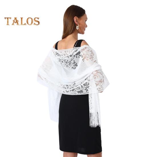 

Кружевная шаль, однотонная шаль с кисточками, женская тонкая юбка-шарф, шаль для вечеринок, банкетов и мероприятий белый