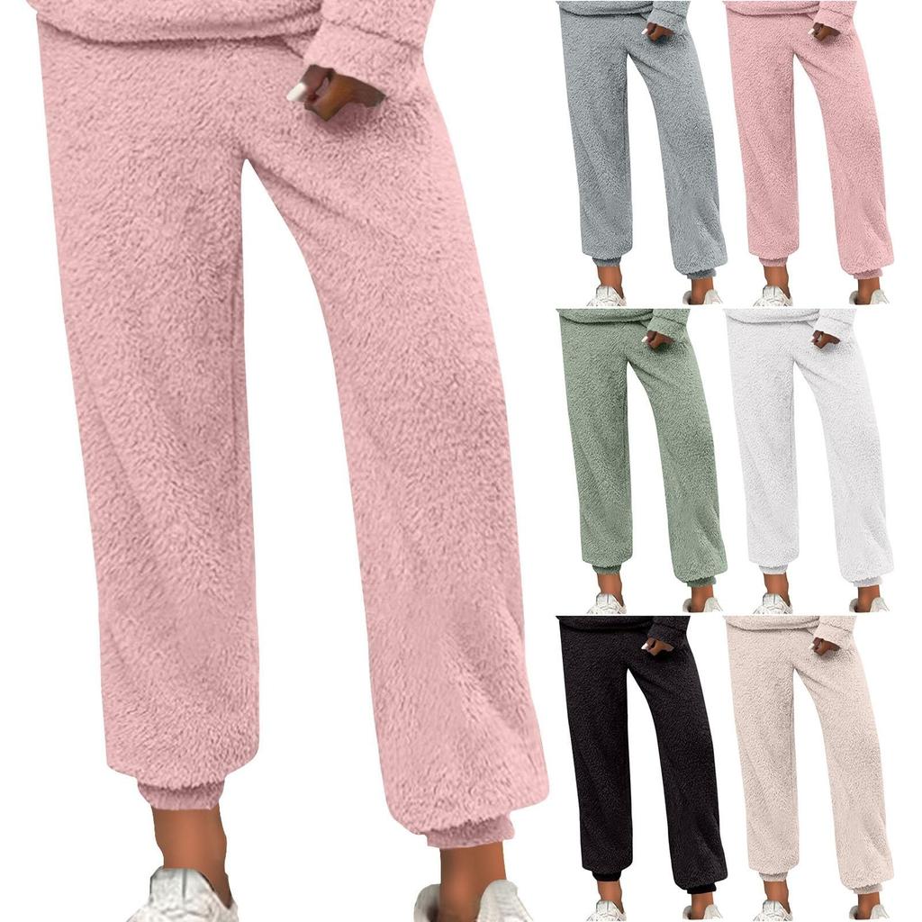 Women Winter Plaid Pants Full Length Long Trousers Sports Pants