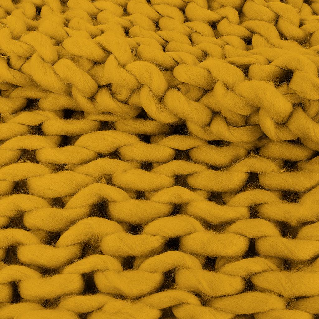 Les Trésors De Lily [R1075] - Acrylic Blanket 'Chunky Knit' Mustard Ocher (knitting) - 150x120 Cm