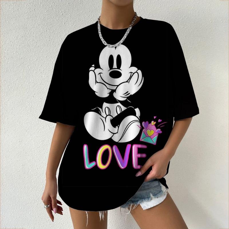 

Нова жіноча футболка вільного крою та повсякденного одягу, блузка з принтом Disney Міккі Мауса, жіноча толстовка великого розміру, вільний пуловер M