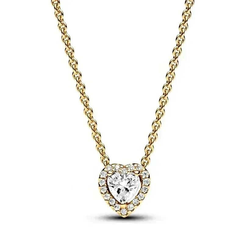 Timeless Heart-shaped Necklace 925 Silver Sparkling Zircon Heart Pendant - Luxury Charm Women s Elegant Gift 45cm