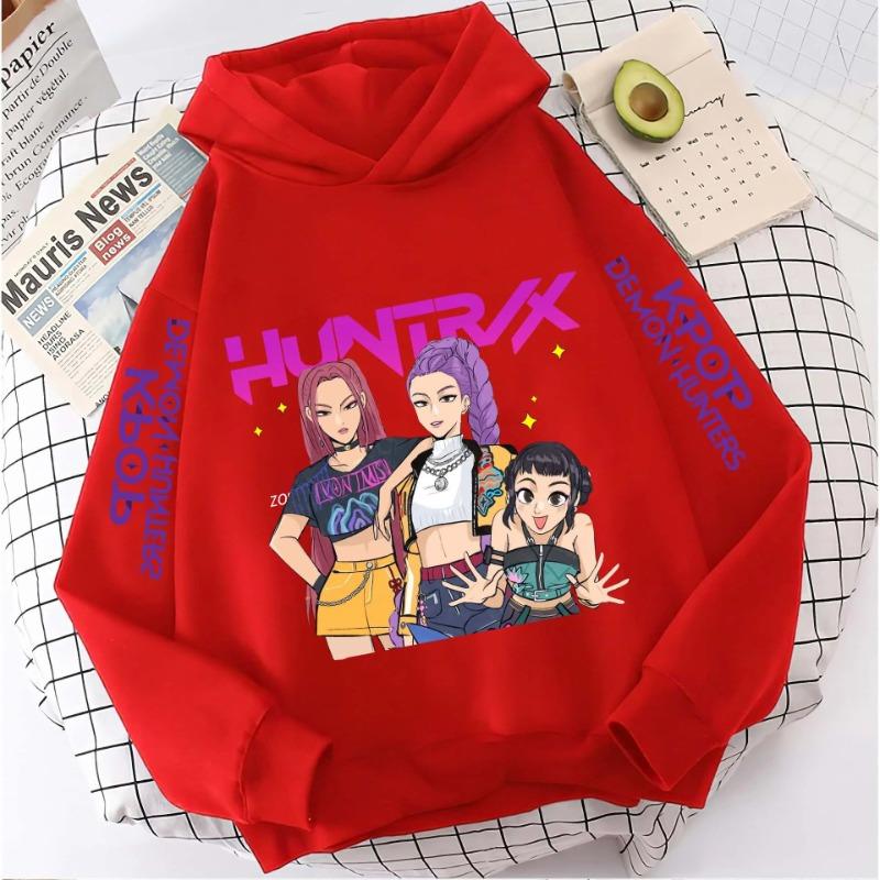 K-pop Demon Hunters Hoodies Girls Long Sleeve Outerwear Print Hooded Casual Warm Comfortable Hoodie