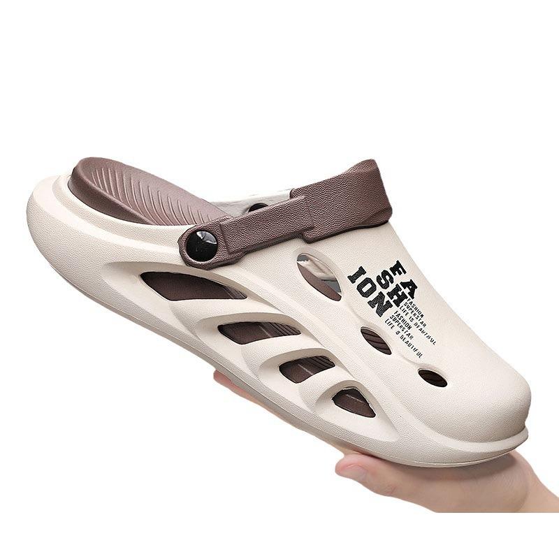 Hole Shoes Men Wear Non-Slip Office Bag Head Slippers Men'S Sports Thick Bottom Stepping On Shit Beach Sandals