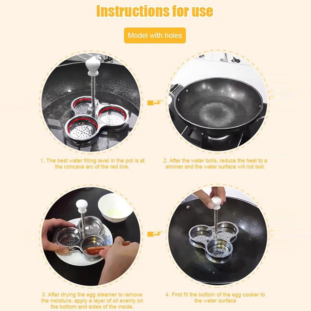 Non-Stick Egg Poaching Pan 3 Grids Eggs Cooker Food Grade Poached Egg Maker  Steaming