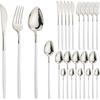 24Pcs Dinnerware Set Stainless Steel Tableware Knifves Forks Spoons Black Gold Cutlery Mirror Flatware Kitchen Dinner Silverware