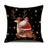 Christmas Pillow Cover New Linen Cartoon Black Print Holiday Home Sofa Cushion Cover