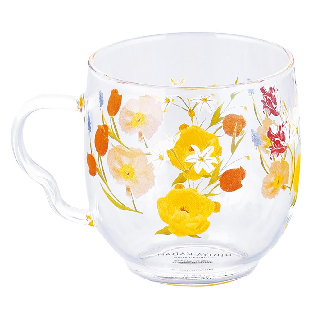 Yamaka Shoten X Language of Glass by Hibiya Microwave Day Birthday Made In HIBIYA-KADAN "The Flowers Tulip" Heat-Resistant Mug, 270ml, Diameter