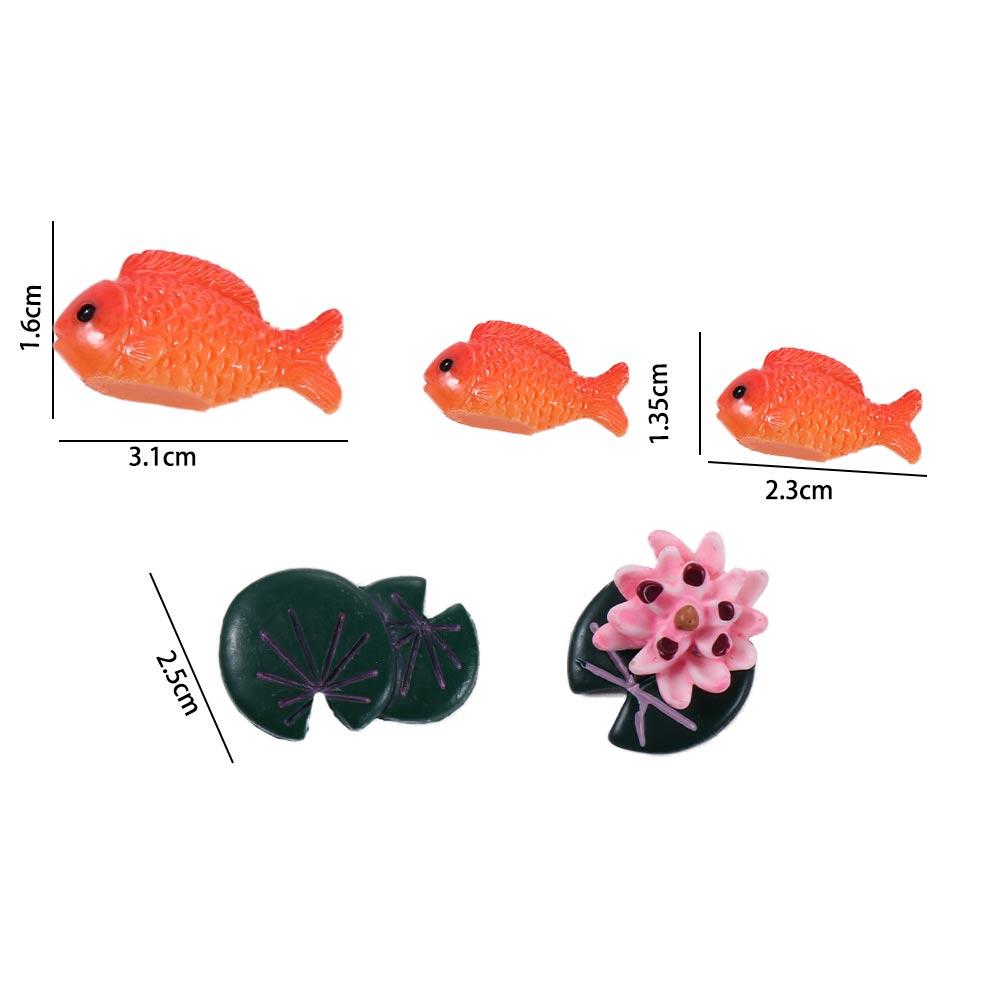 Accessories Lotus Flower,Leaf Goldfish Figurine Resin Crafts Pond Scene Miniature Fish Tank Decor