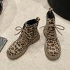 Fashionable Versatile Leopard Print Women's Boots Autumn Winter New Casual Comfortable Midsole Cotton Boots Snow Boots