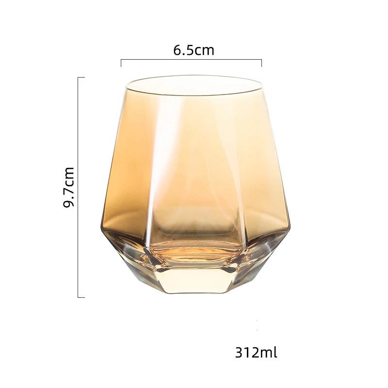 Cești de sticlă colorate, creative, hexagonale, stil modern, ușoare, hotel de lux, pahar de sticlă pentru whisky, petrecere acasă, ceașcă cu apă rafinată