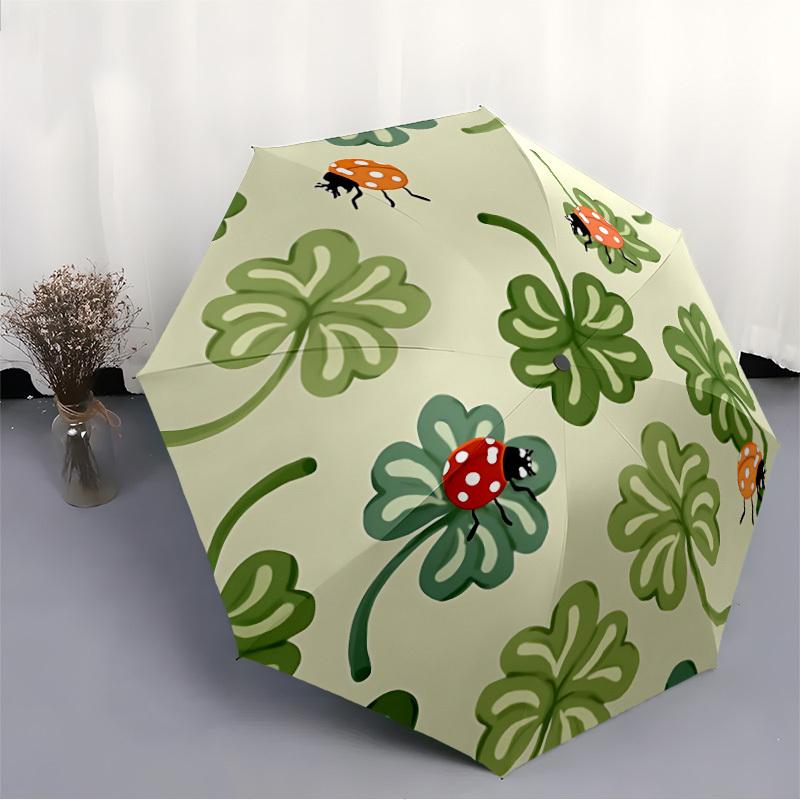 1pc Ladybug, Clover Automatic Open/Close Umbrella - Compact Travel Umbrella, Gift for Birthday, Christmas, Anniversar yy251208160