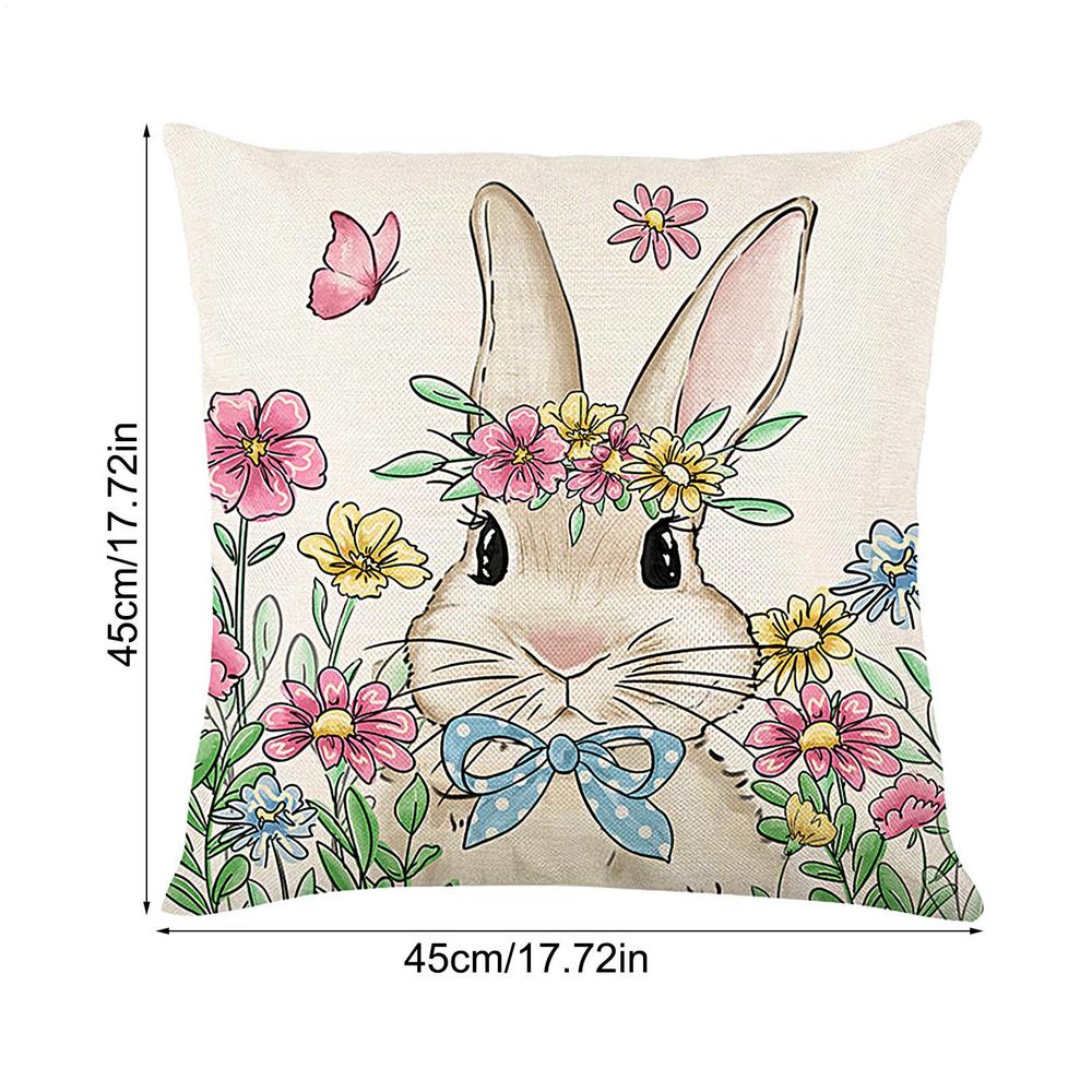 

45x45см Наволочка на подушку Счастливой Пасхи Милый кролик Яйцо Наволочка Пасхальный кролик Наволочка Домашняя декоративная Пасхальная наволочка