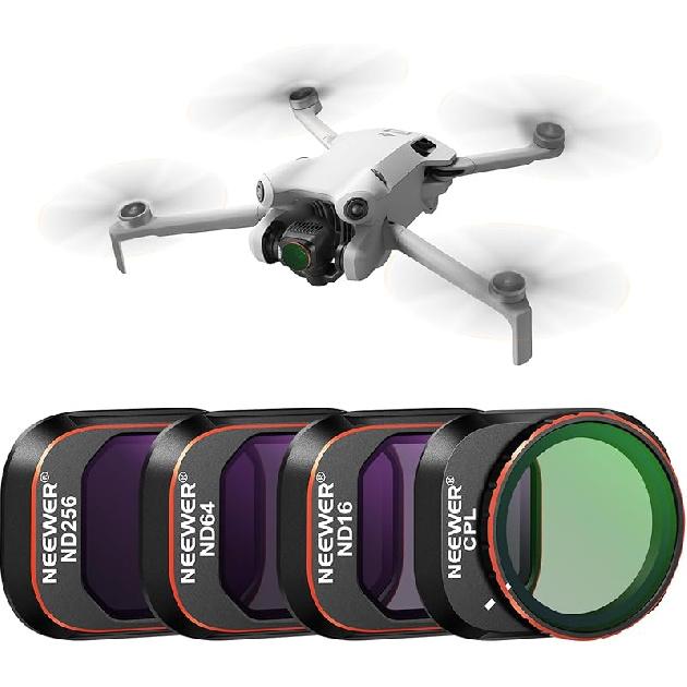 NEEWER ND & CPL Filter Set Compatible with DJI Mini 4 Pro, 4 Pack ND16 ND64 ND256 CPL Polarizer and Neutral Density Filters Drone Lens Accessories,