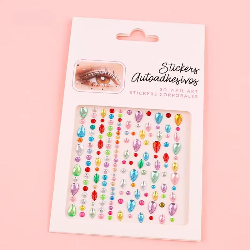 Diamond Eyebrow Tattoo Sticker Glitter Eyeliner Eyebrow Makeup Face Eyes Temporary Tattoo Rock Rhinestone 3D Eyeliner Stickers