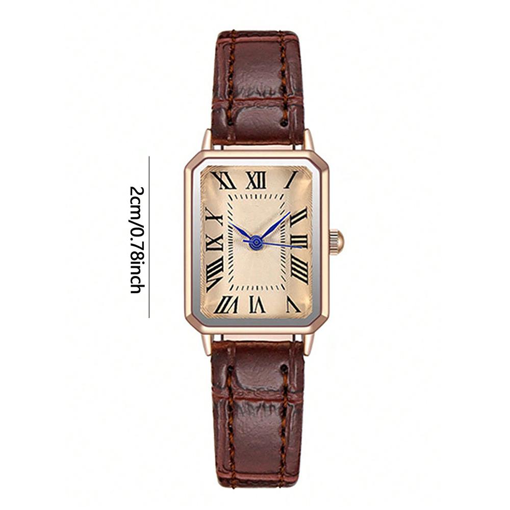 Retro Watches Classic Casual Quartz Dial Leather Strap Band Rectangle Clock Fashionable Wrist Watches for Women