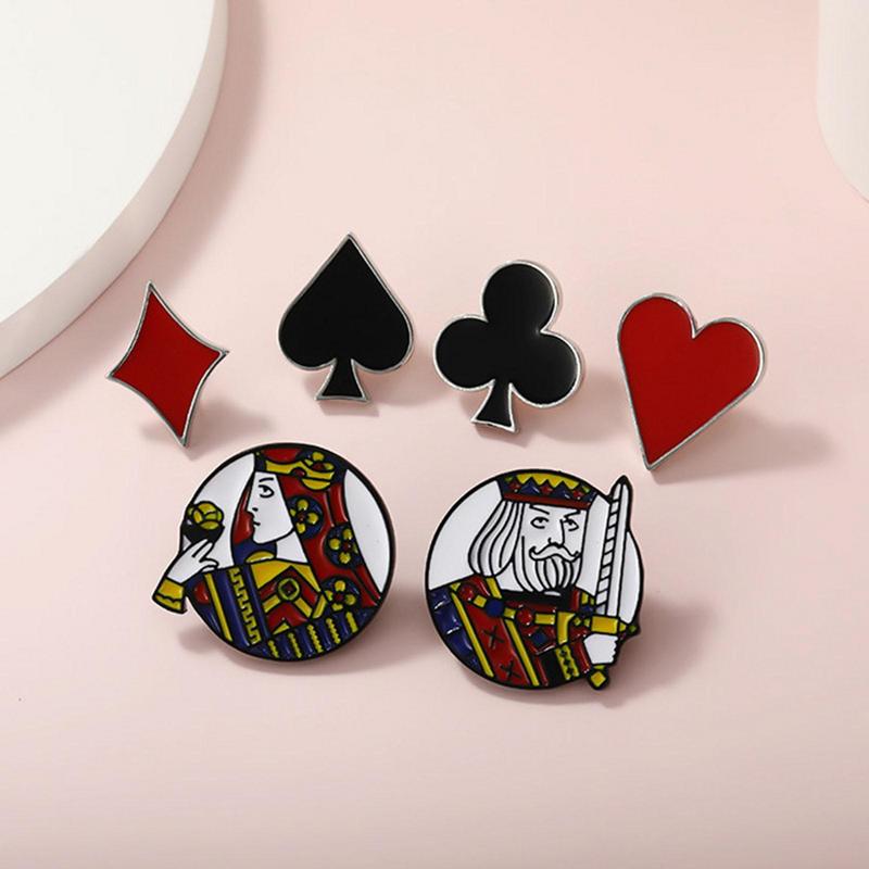 Kreative Poker-Ikone Brosche Mode Kleines Abzeichen Pik-Schnalle Anstecknadel Kragen-Schmuck Europa Amerika Spielkarten Anstecknadel