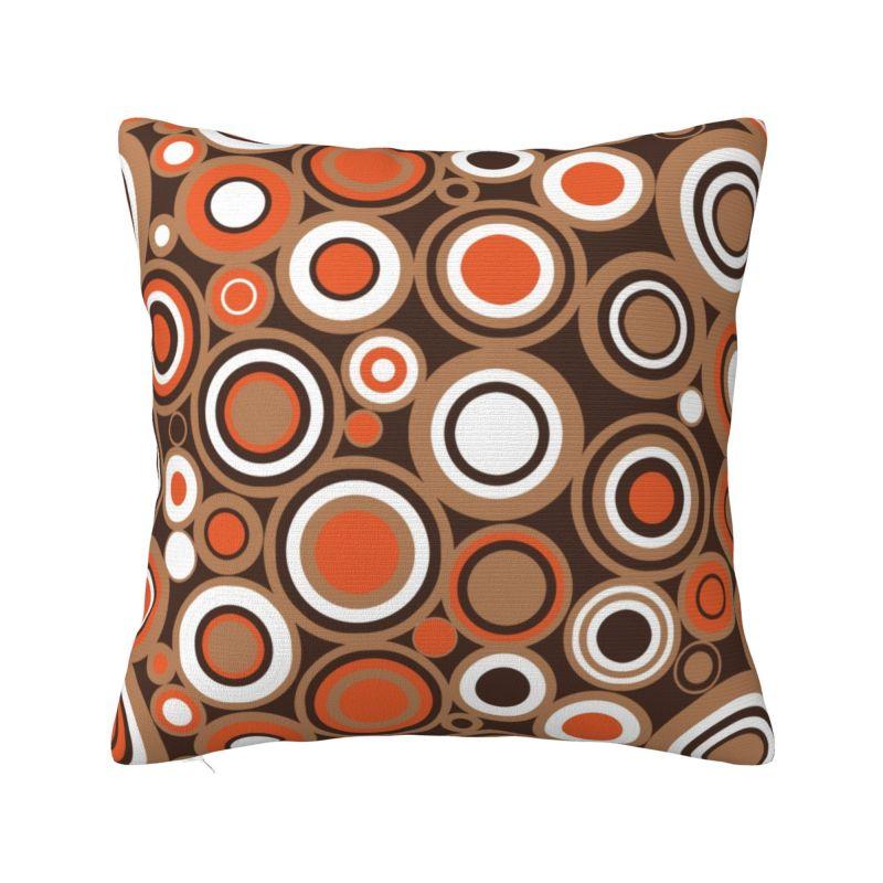 Custom 70s Pattern Retro Inustrial In Orange And Dark Brown Cushion Cover Modern Geometric Soft Nordic Pillow Living Room