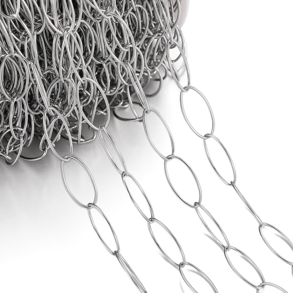1Meter/Lot 304 Stainless Steel 5 Sizes Oval Shape Handmade Chains for DIY Necklace Bracelets Jewelry Making Accessories