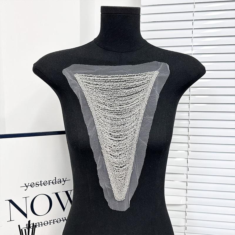 1Pcs Lace Tassel Sequin Patch DIY Sewing Applique Wedding Dress Back Decoration Stage Performance Clothing Coat Accessories