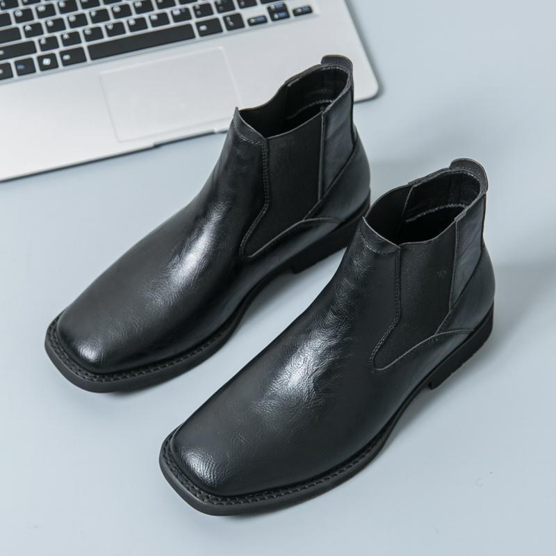 Men s Large Size Chelsea Leather Boots 38-46, High-Top Martin Shoes, Foreign Trade. 43 чёрный
